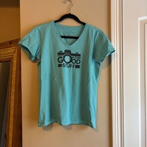 Life Is Good Aqua Camera Graphic Tee